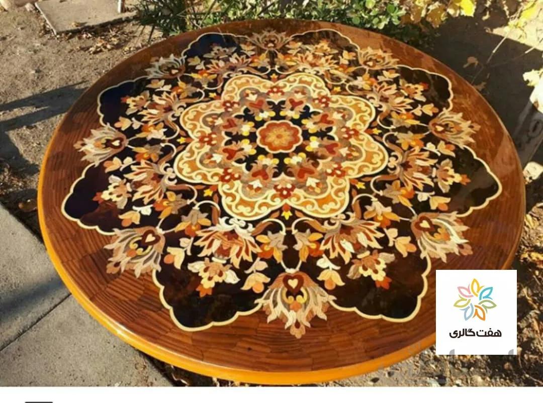 میز ناهارخوری معرق منبت چوب ۶ نفره کد ۱۰۱۳۷۲