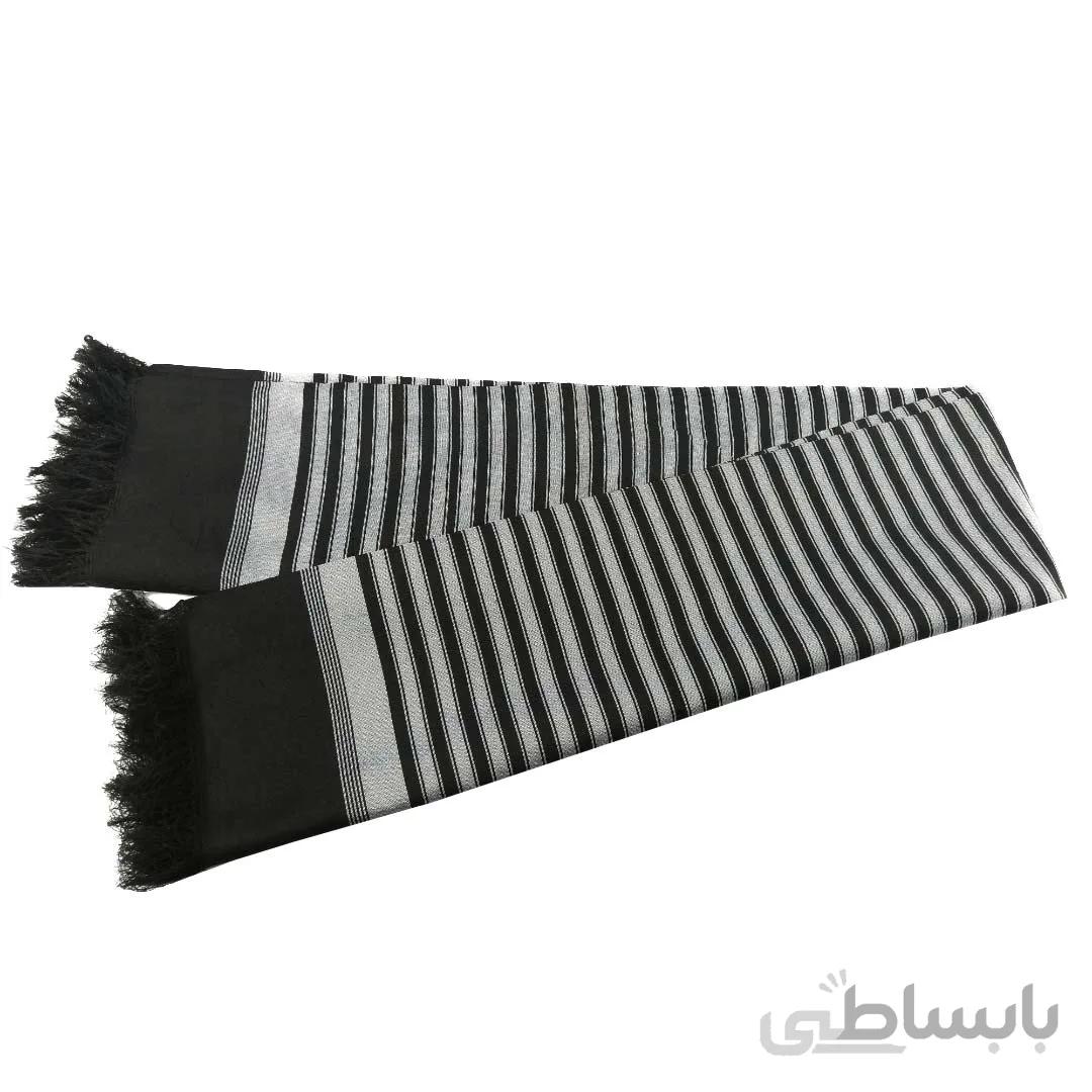 شال مردانه سنتی کردستان رنگ طوسی - مشکی 2 متری ا Traditional Kurdish traditional men's shawl Gray - black