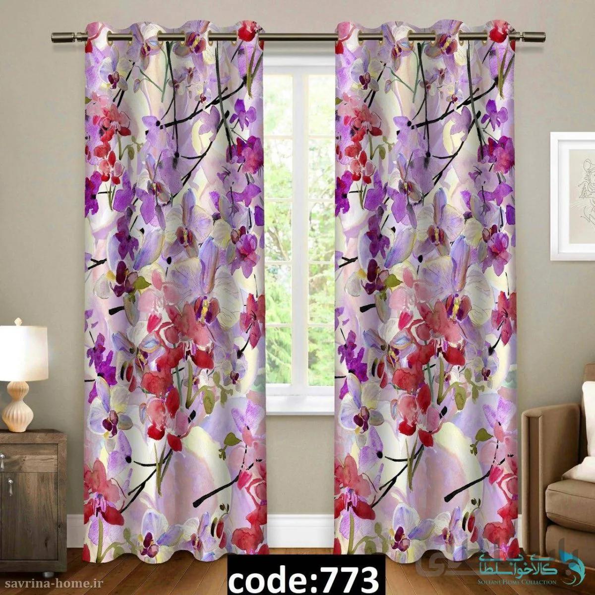 پرده پانچی طرح شکوفه مدل Sh-773