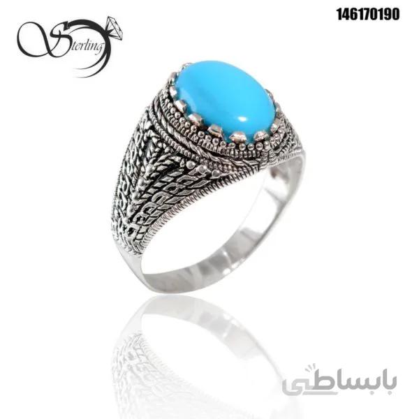 انگشتر 925 عیار نقره طرح فیروزه کد:۱۶۲۴