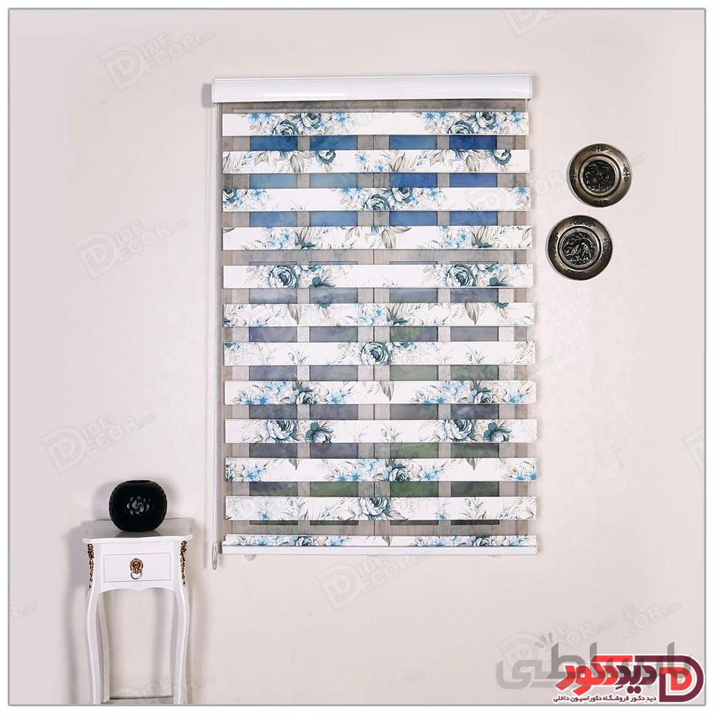 پرده زبرا گل دار چاپی دو رو کد H-113