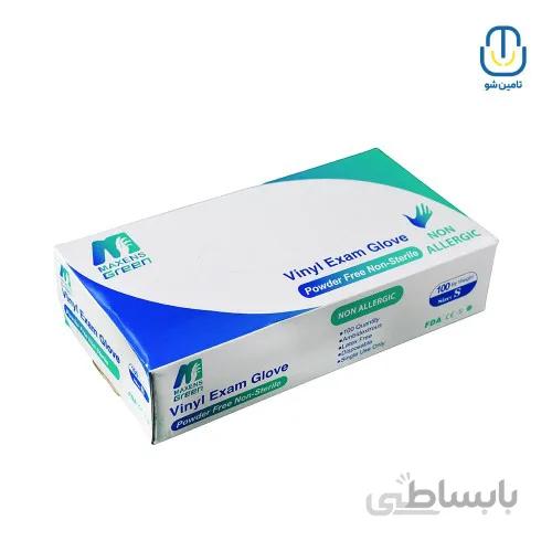 دستکش معاینه وینیل گرین بسته ۱۰۰ عددی سایز اسمال ا Green vinyl examination gloves size S