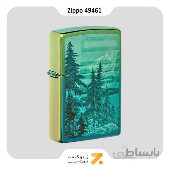فندک بنزینی زیپو سبز کهربایی طرح کوه مدل 49461