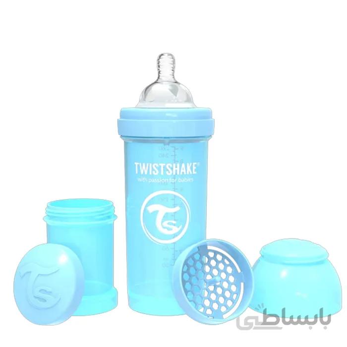 شیشه شیر ضد نفخ 260 میل رنگ پاستل آبی تویست شیک Twistshake