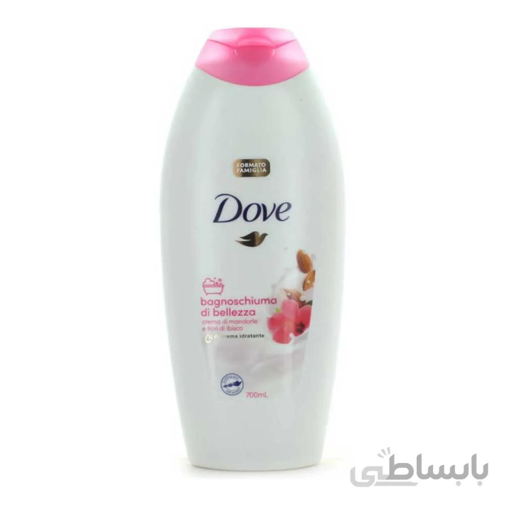 شامپو بدن داو حاوی بادام در حجم 700 میلی لیتر ا dove bagnoschiuma di bellezza crema di mandorle fiori di ibisco 700ml