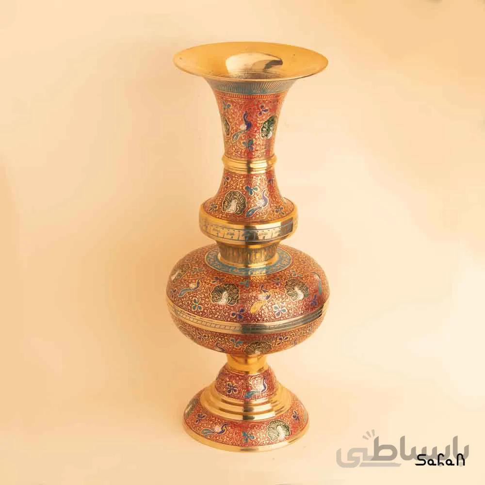 گلدان برنجی میناکاری مدل چاکیا سایز 2