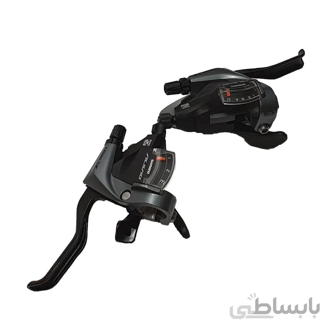 دسته دنده و دسته ترمز یکپارچه دوچرخه شیمانو مدل الویو اس تی M4000 در ۹ سرعته Shimano Shifter And Brake Lever Bicycle ALIVIO ST-M4000 3×۹ Speed