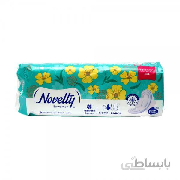 نوار بهداشتی مشبک بسیار ضخیم با عصاره بنفشه مغربی ویژه روز 10 عددی ناولتی ا Classic Women Pad Large 10 Pads NOVELTY