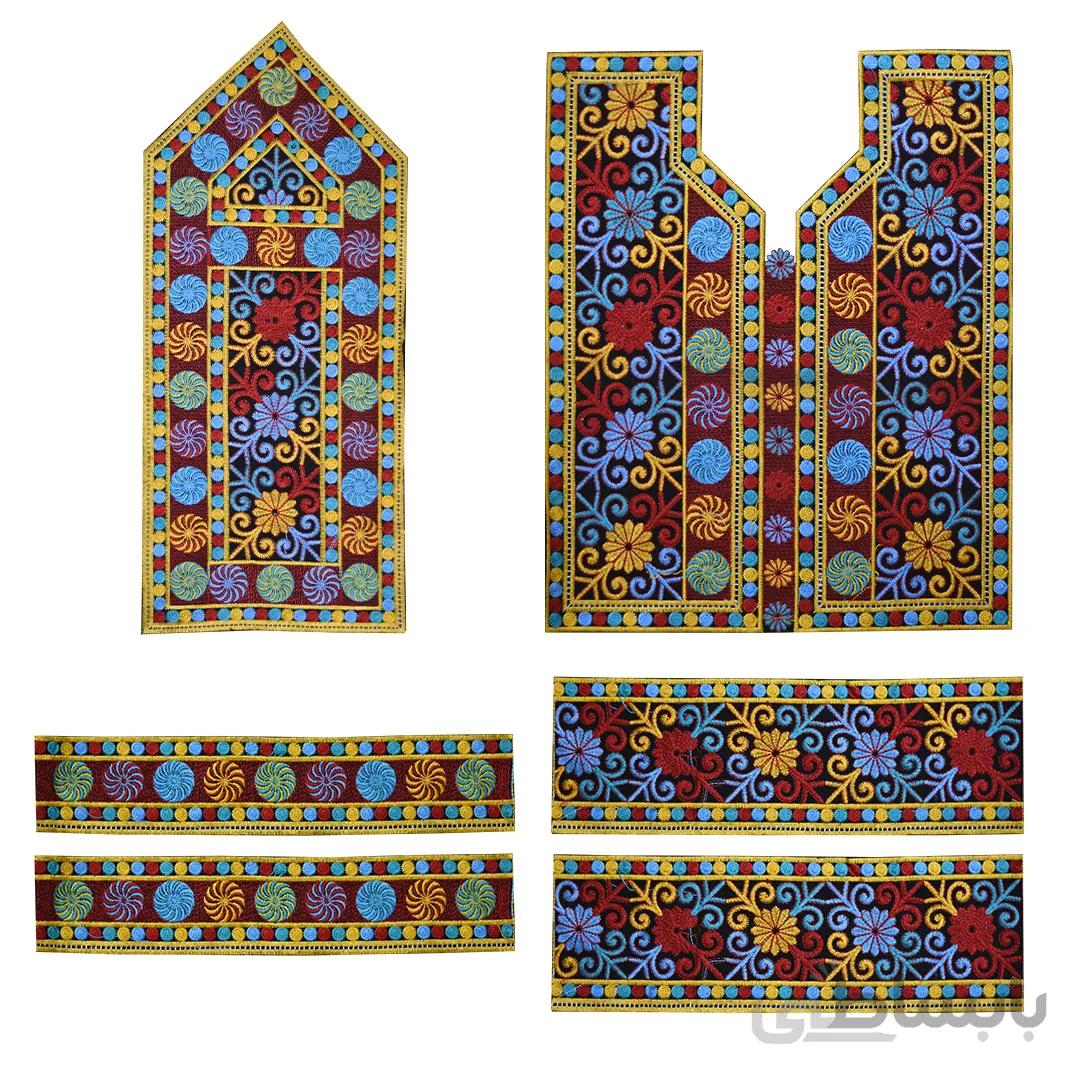 پارچه سوزن دوزی بلوچی 6 تکه مدل Goldar-3027