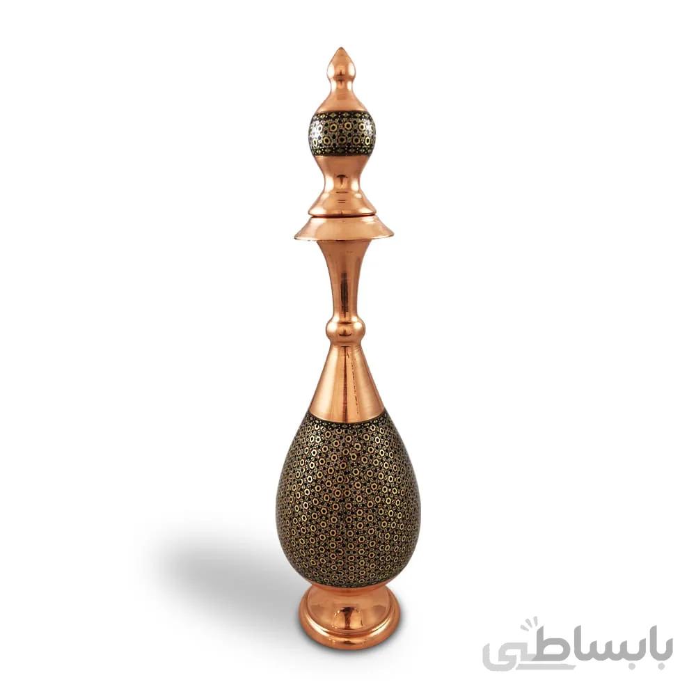 تنگ درب دار مس و خاتم مدل موشکی