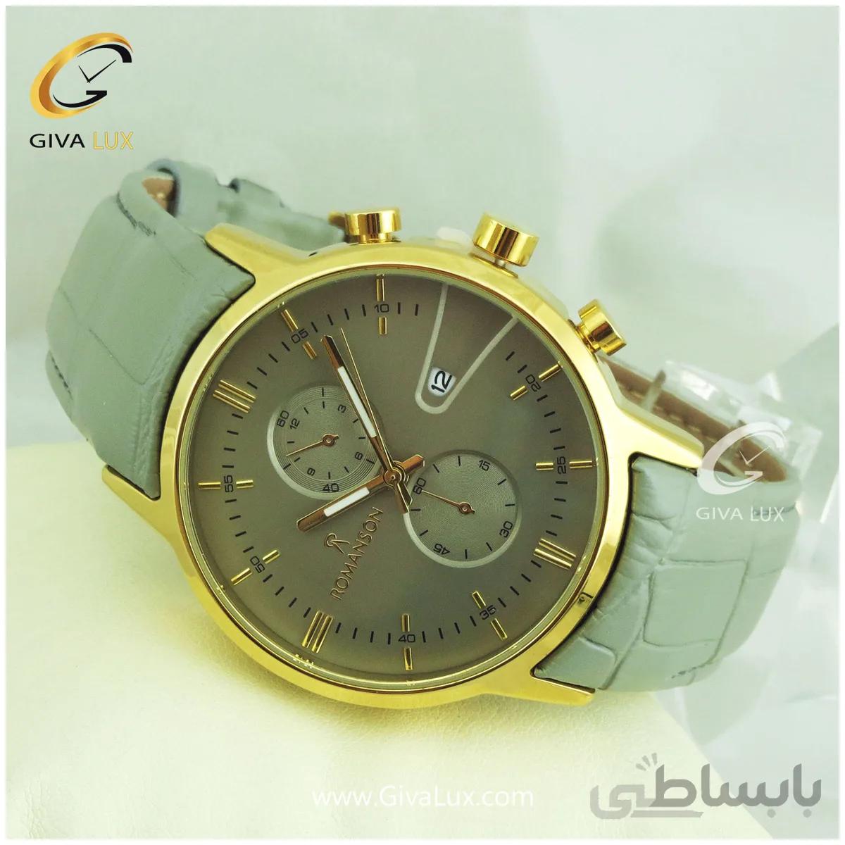 ساعت مچی مردانه طرح سه موتوره رومانسون بندچرمی طوسی کد 980257