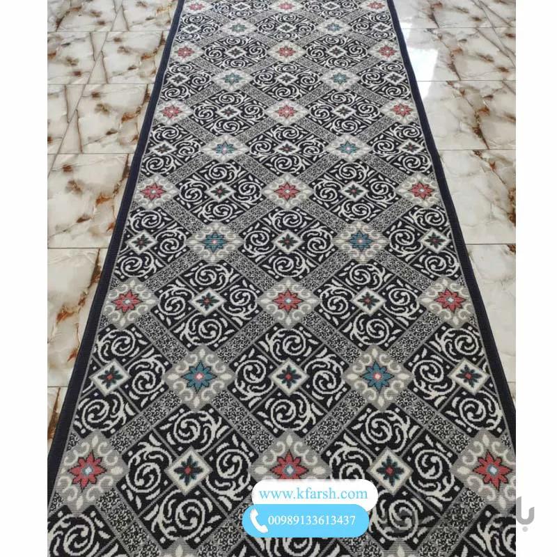کناره گلیم ماشینی زمینه سرمه ای جدید