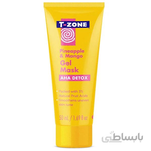 ماسک ژله ای تی زون (T-zone) | مدل آناناس و انبه، حاوی ۳% آلفا هیدروکسی، ضد لک و شفاف کننده، انواع پوست | ۵۰ میل ا T-ZONE Pineapple & Mango AHA Detox gel mask 50ml