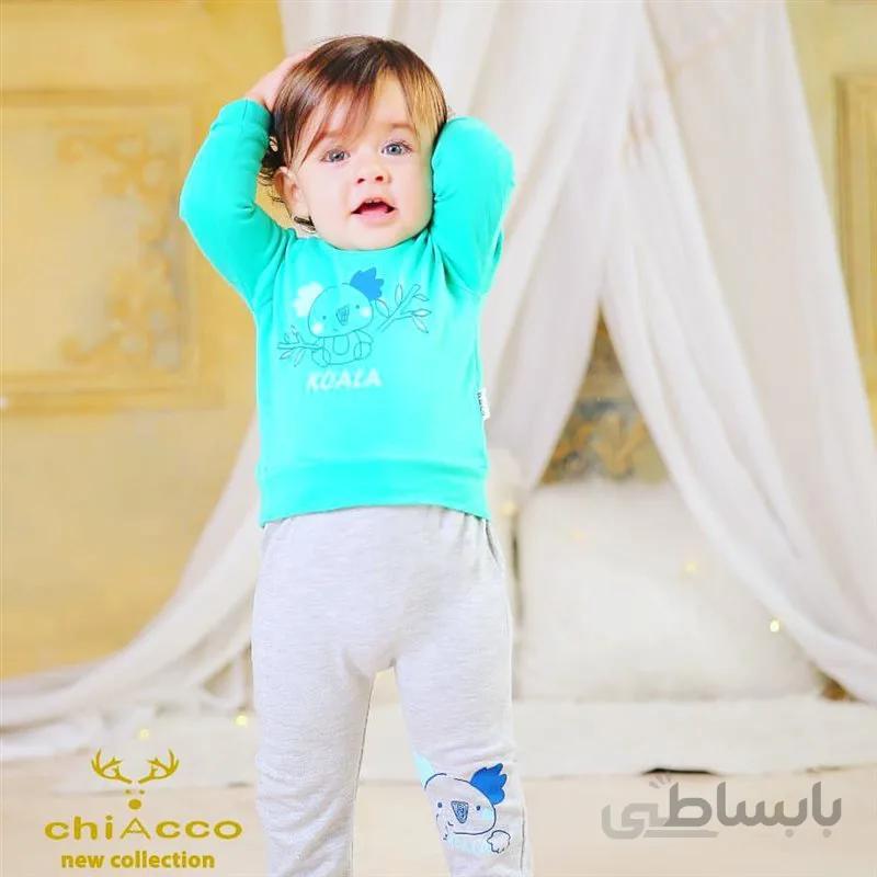 ست بلوز و شلوار نوزادی 6 تا 9 ماه طرح کوالو کد 011