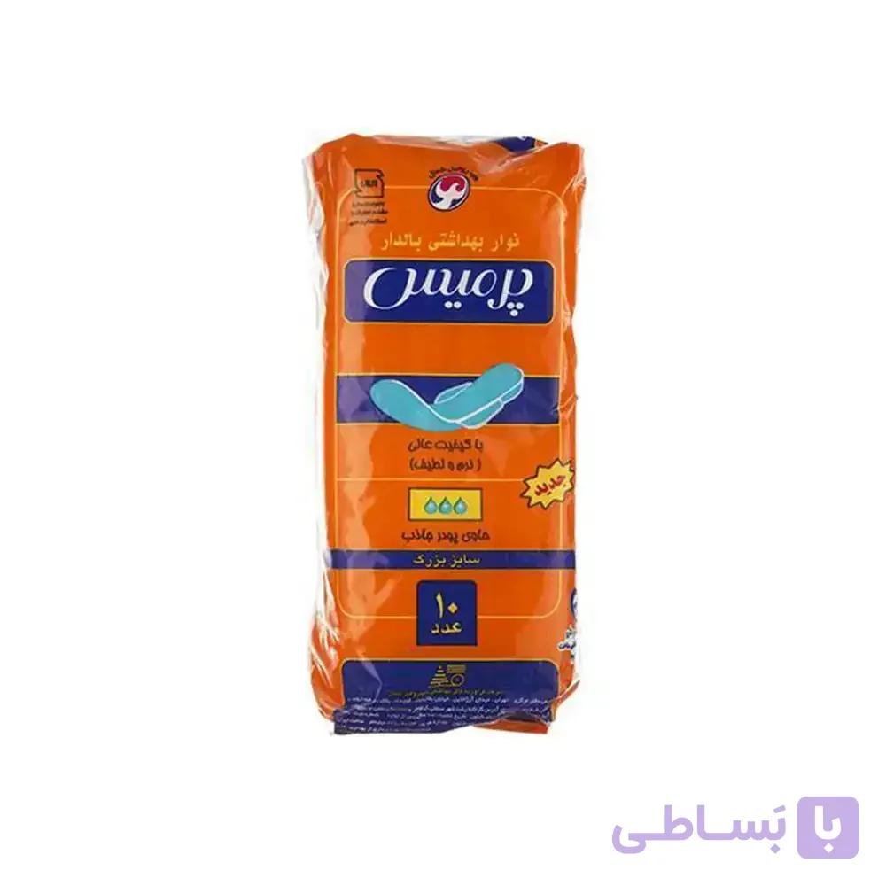 نوار بهداشتی پرمیس سایز بزرگ بالدار بسته 10 عددی