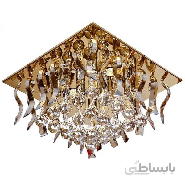 لوستر سقفی کریستالی چشمه نور کد A6638/40-40-S-G طلایی