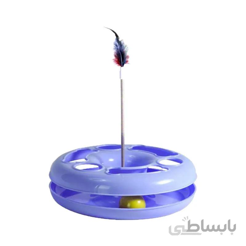 اسباب بازی گرد فنر پردار و توپ دار مخصوص گربه