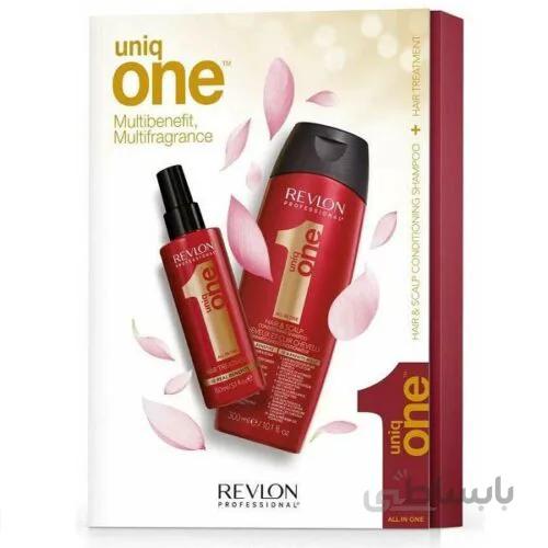 پک شامپو و اسپری ده کاره یونیک وان رولون اصل | حجم ۱۵۰ و ۳۰۰ میل ا Revlon Professional Uniq One Multibenefit Duo Kit