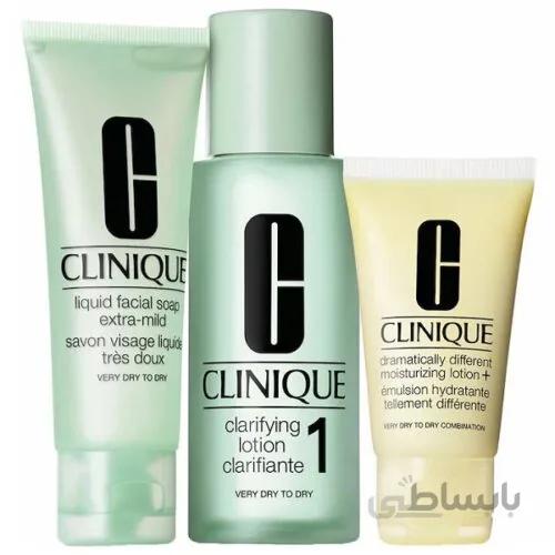 پک مراقبت روتین 3 مرحله‌ای پوست شماره 1 کلینیک | مخصوص پوست خشک و بسیار خشک ا Clinique set 3-Step Skin Care Kit Skin Type 1 (dry to very dry)