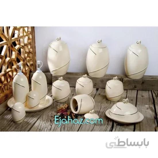 سرویس پاسماوری 14 پارچه طرح راک کرم