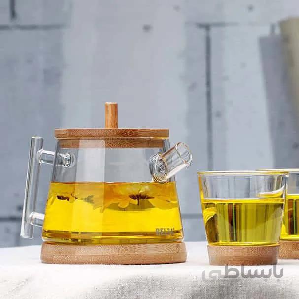 قوری پیرکس به همراه زیره بامبو