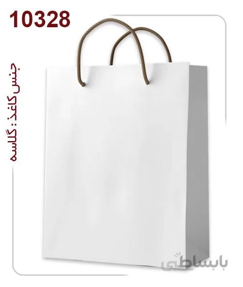 ساکدستی فانتزی تک رنگ سفید با کاغذ گلاسه کد10328