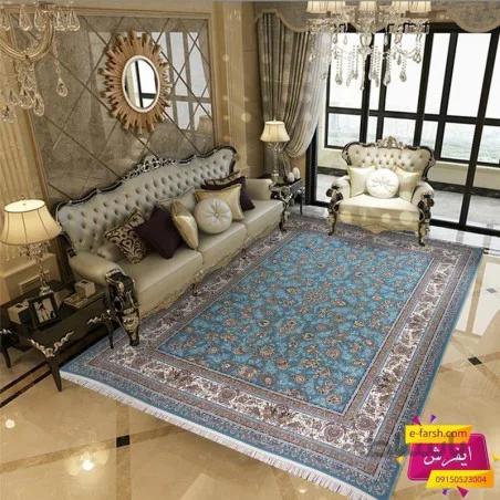 فرش ماشینی پرشین مشهد طرح 36005 آبی