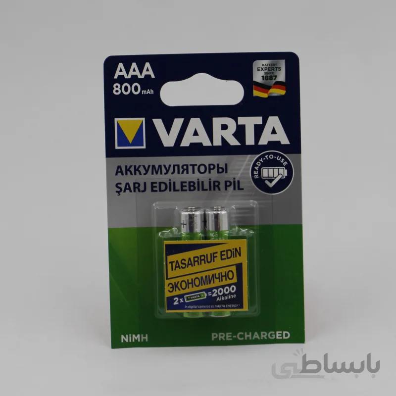 باتری نیم قلمی شارژی (قابل شارژ) وارتا 800 -2 عددی