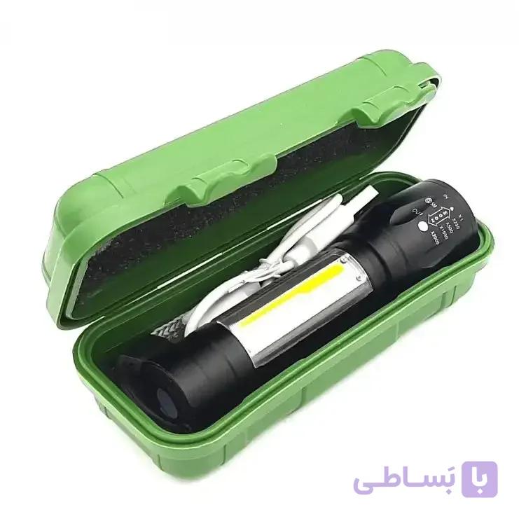 چراغ قوه زوم دار جیبی XPE+COB با چراغ بغل