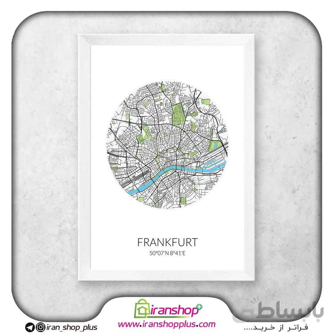 تابلو نقشه شهر فرانکفورت با تم White Circle