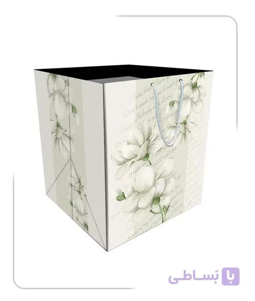 ساکدستی فانتزی طرح گل سفید با کاغذ گلاسه کد10260