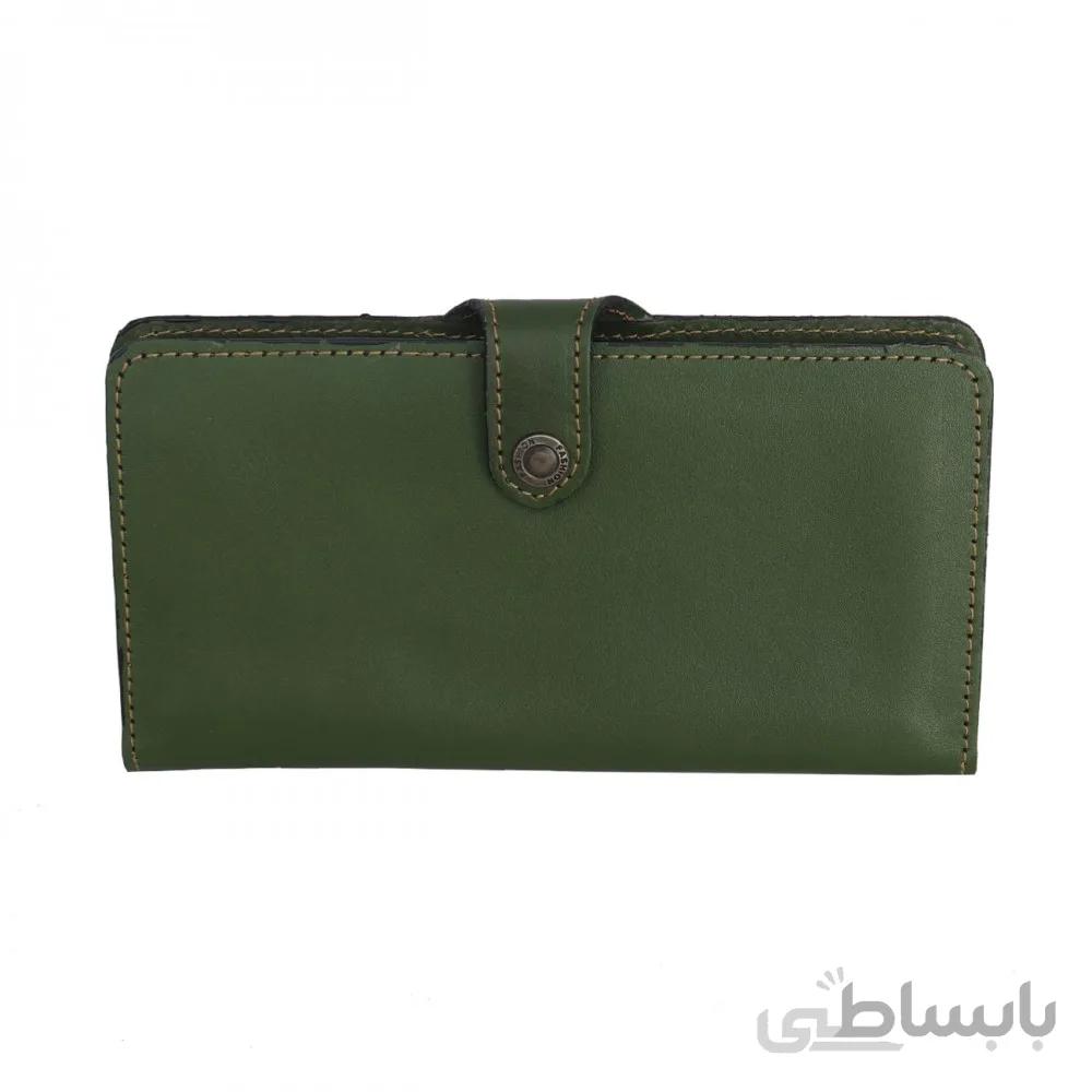 کیف پول چرم طبیعی سبز