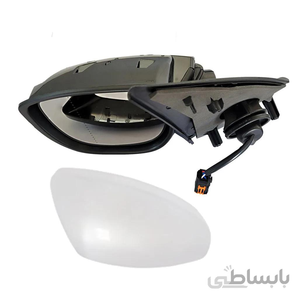 آینه بغل چپ راهنمادار پژو 207 فلاپ سفید کاوج