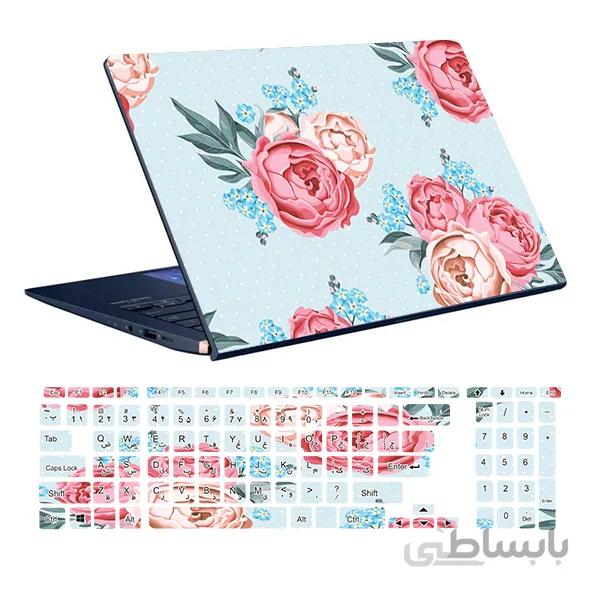 اسکین لپ تاپ طرح Flower کد ۰۷ به همراه استیکر کیبورد