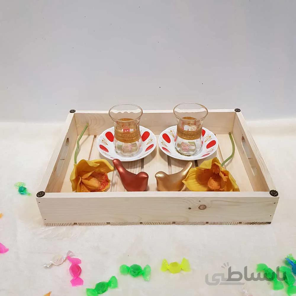 سینی چوبی متوسط رنگ چوب