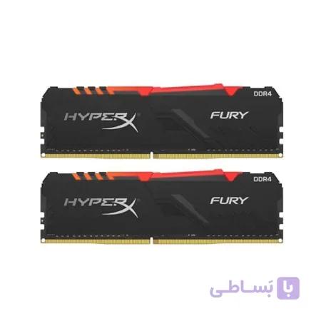 رم دسکتاپ کینگستون تک کاناله DDR4 فرکانس ۳۲۰۰ مگاهرتز مدل HyperX Fury RGB ظرفیت 8 گیگابایت