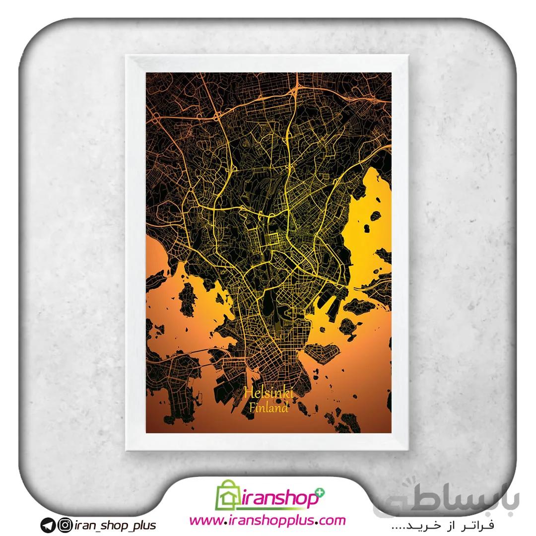 تابلو نقشه شهر هلسینکی با تم Yellow