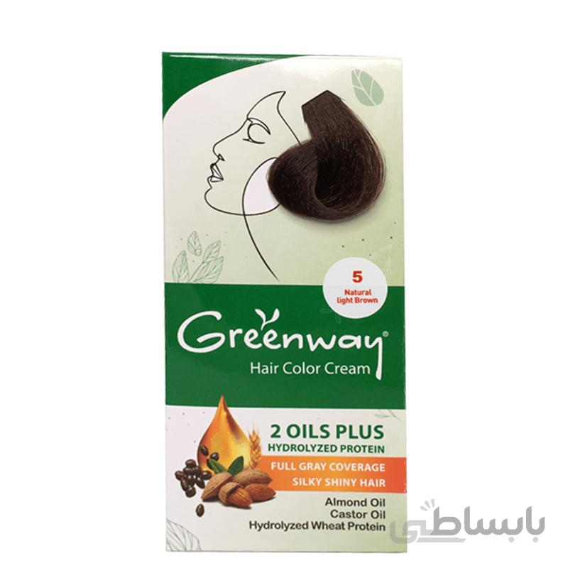 کیت رنگ مو گرین وی شماره 5 رنگ قهوه ای روشن طبیعی 50 میلی لیتر ا Greenway Natural Color Kit 50 ml - No.5