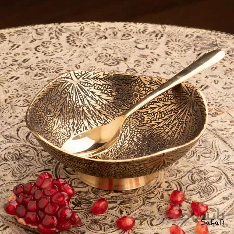 ست انار خوری برنجی طلایی یلدا کد 14