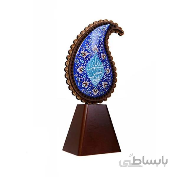 تندیس بته جقه چوب و مینا طرح بسم الله