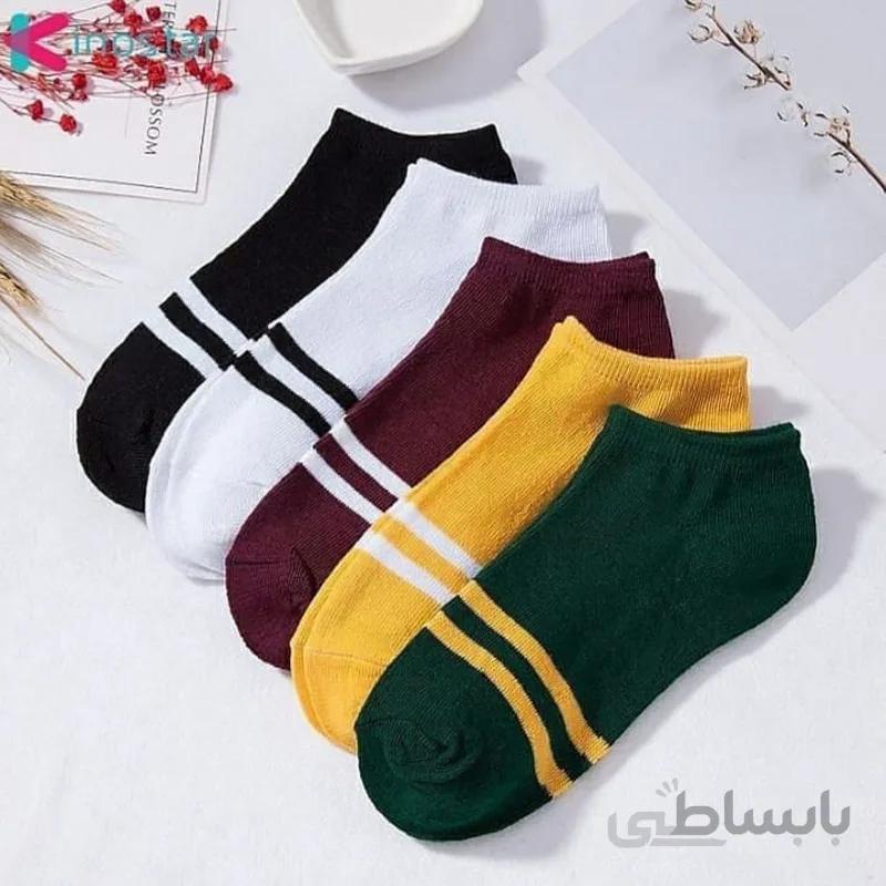 جوراب قوزکی طرح ۲ خط