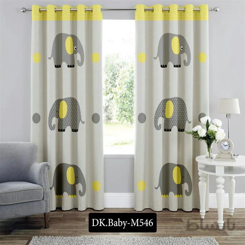 پرده پانچی (هازان و مخمل)کد DK.Baby.M546 طرح نوزادی فیل ها