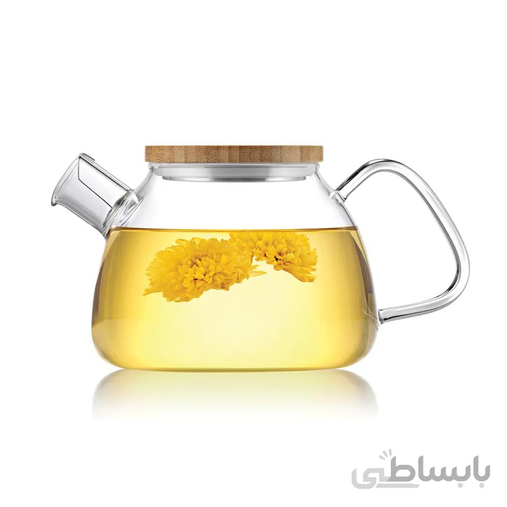 قوری شیشه ای- دهانه صافی دار- 900 میلی لیتر
