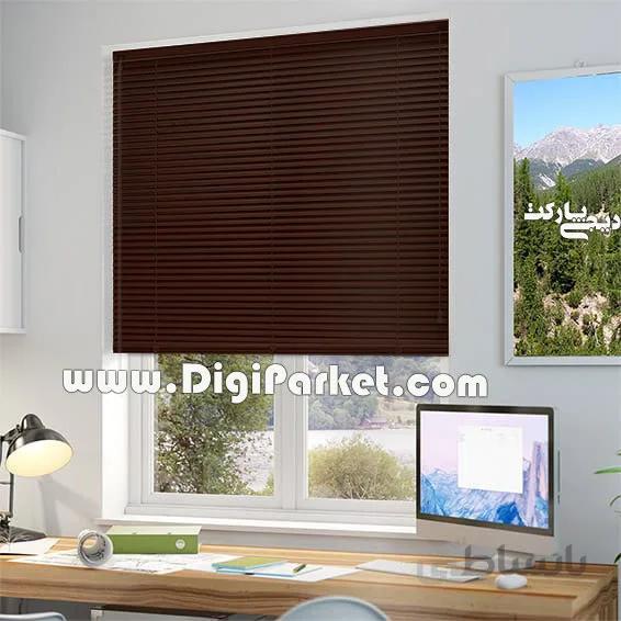 پرده کرکره فلزی طرح چوب قهوه ای ۱۶ میلیمتری P94