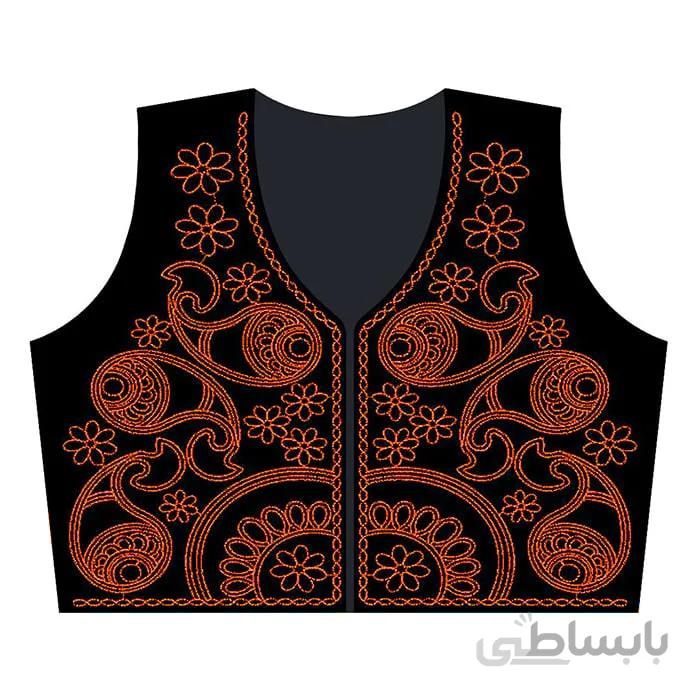 جلیقه مخمل مشکی طرح ماهی نارنجی