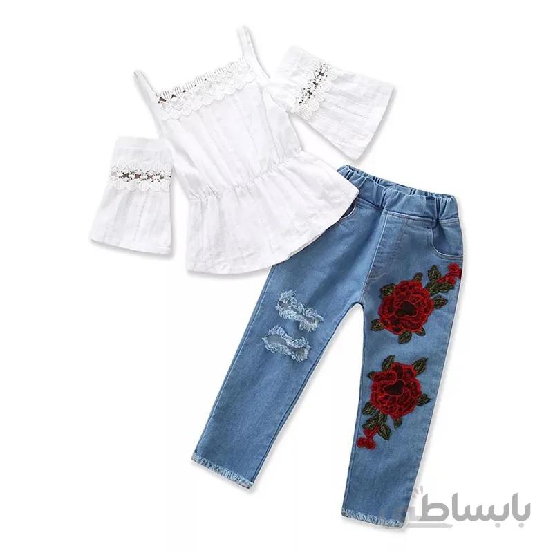 ست تاپ و شلوار جین دخترانه