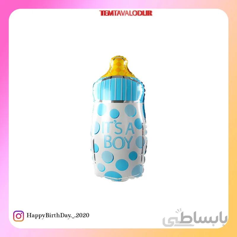 بادکنک فویلی شیشه شیر آبی