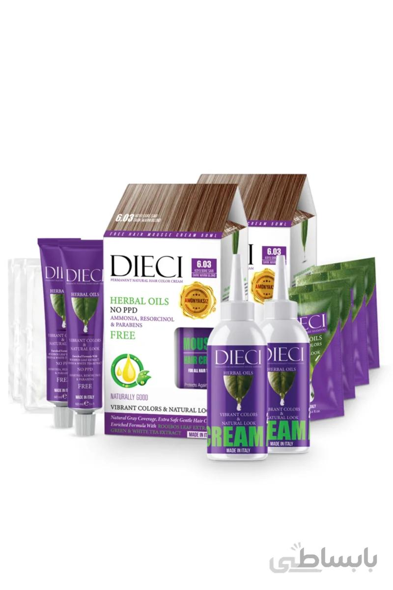 Dieci رنگ موی ۲ کیت بدون آمونیاک ۶.۰۳ بلوند دوره تیره بلوند گرم تیره