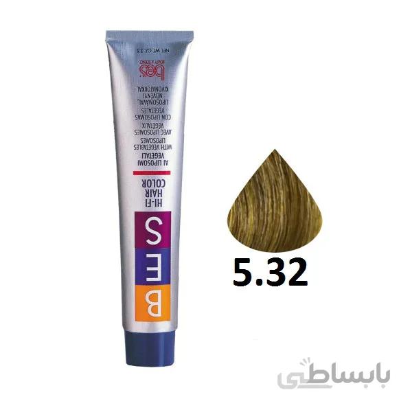 رنگ مو بس شماره 5.32 رنگ قهوه ای طلایی روشن