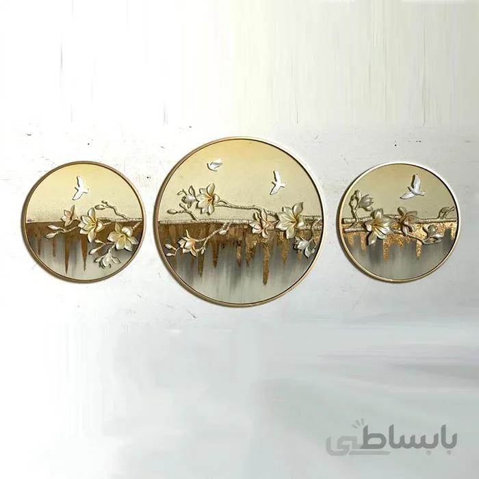 تابلو برجسته طرح گل مگنولیا گرد کد DE8375GL